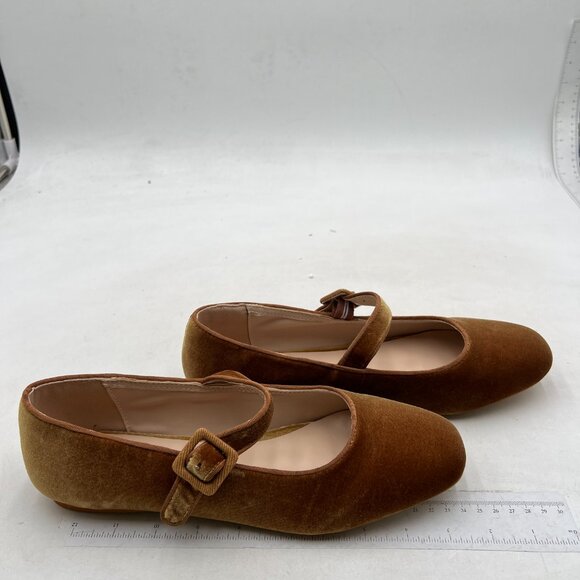 miss left Women's Buckle Strap Mary Janes Classic Closed Round Toe Brown Shoes - Picture 4 of 8